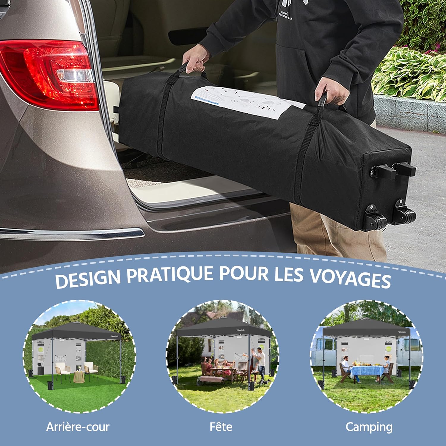 Yaheetech - tonnelle pliante réglable - imperméable, anti-UV, parois latérales