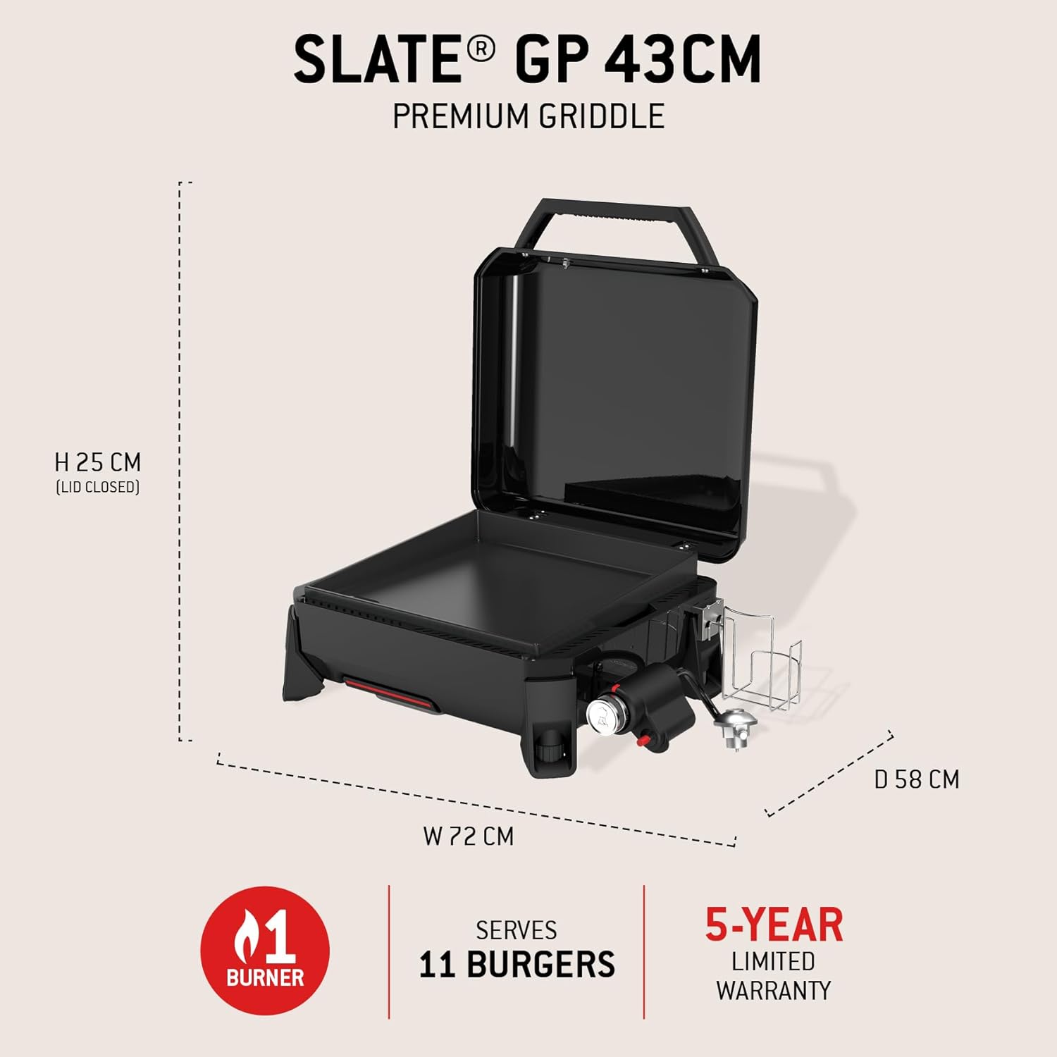 Weber - SLATE GP Premium - 43x41 cm - plancha émaillée, pieds réglables