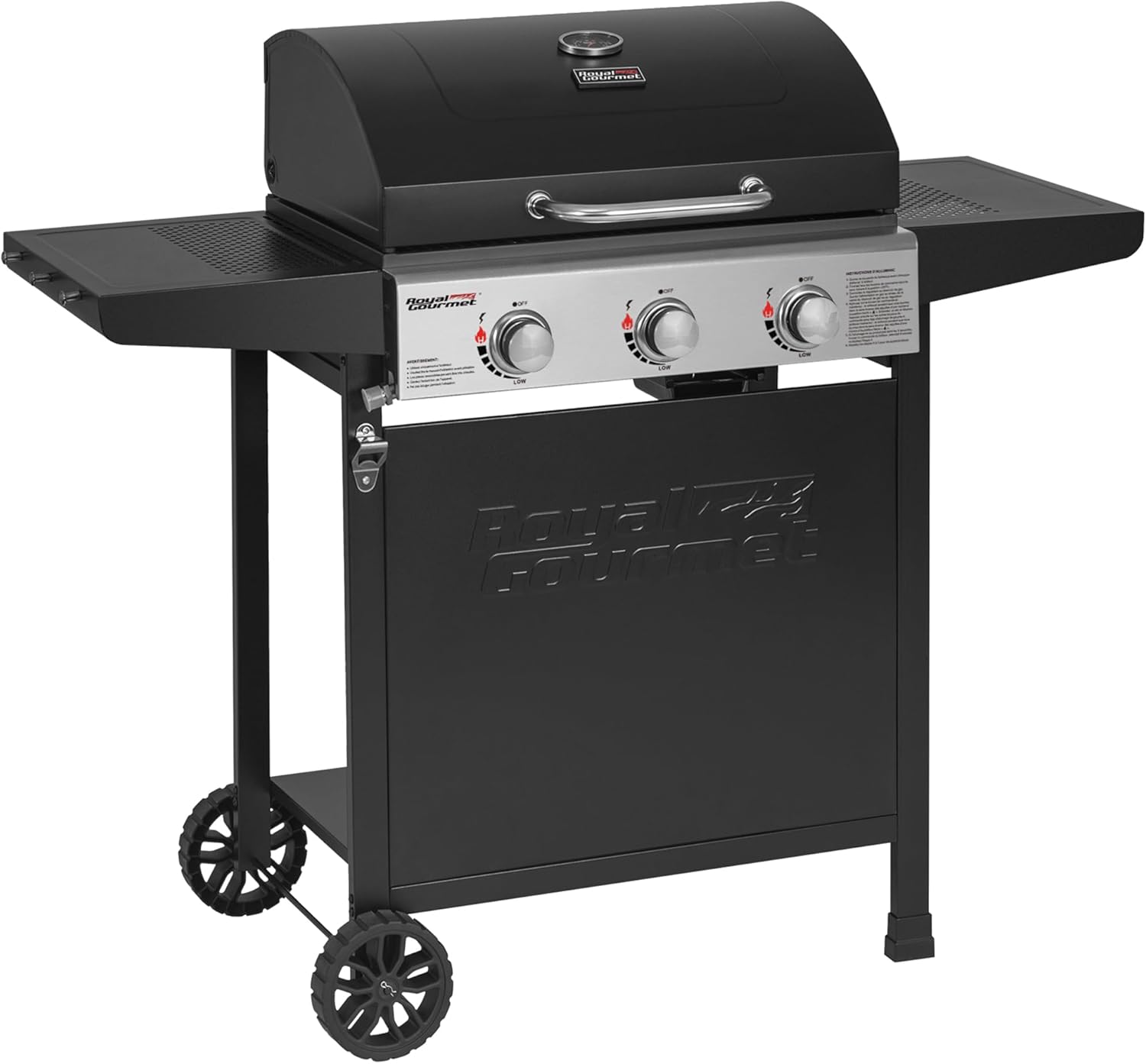 Royal Gourmet – BBQ Gaz 3 brûleurs – 9kW – chariot, capot, grilles, jardin