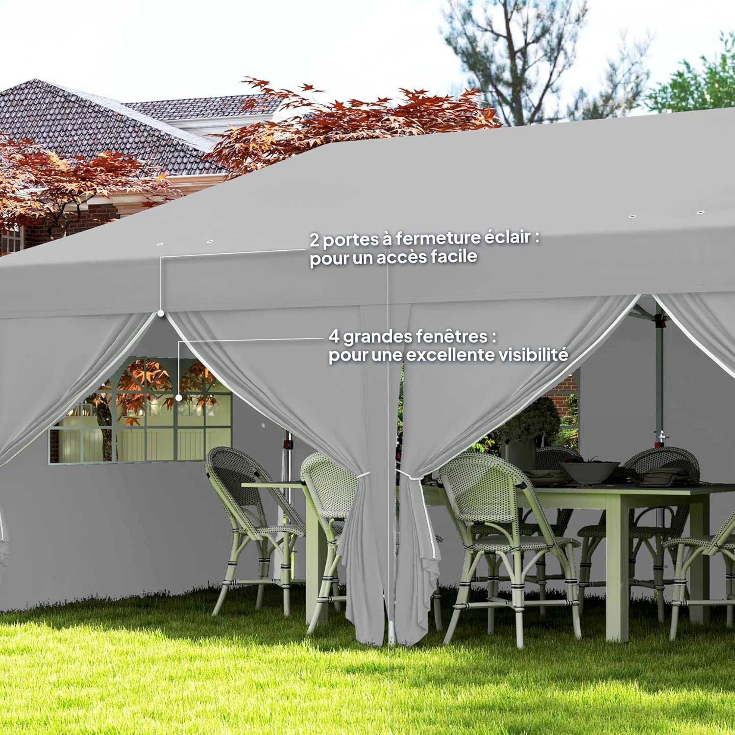 Outsunny - tonnelle pliante série Pop-up - 3x6m - 6 parois, sac transport, gris