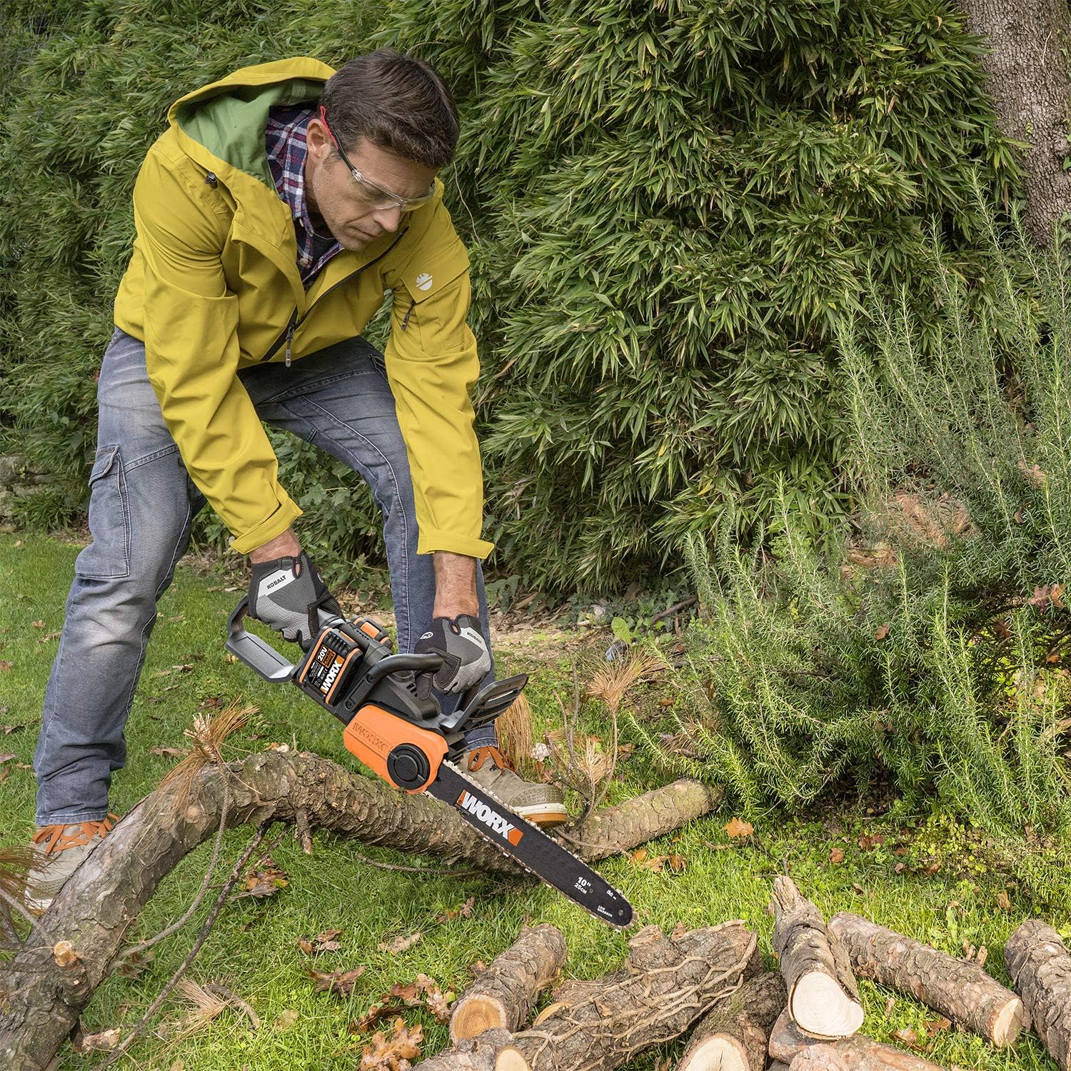 WORX - Tronçonneuse brushless 40V 35cm, 2x4Ah, auto-tension, WG384E