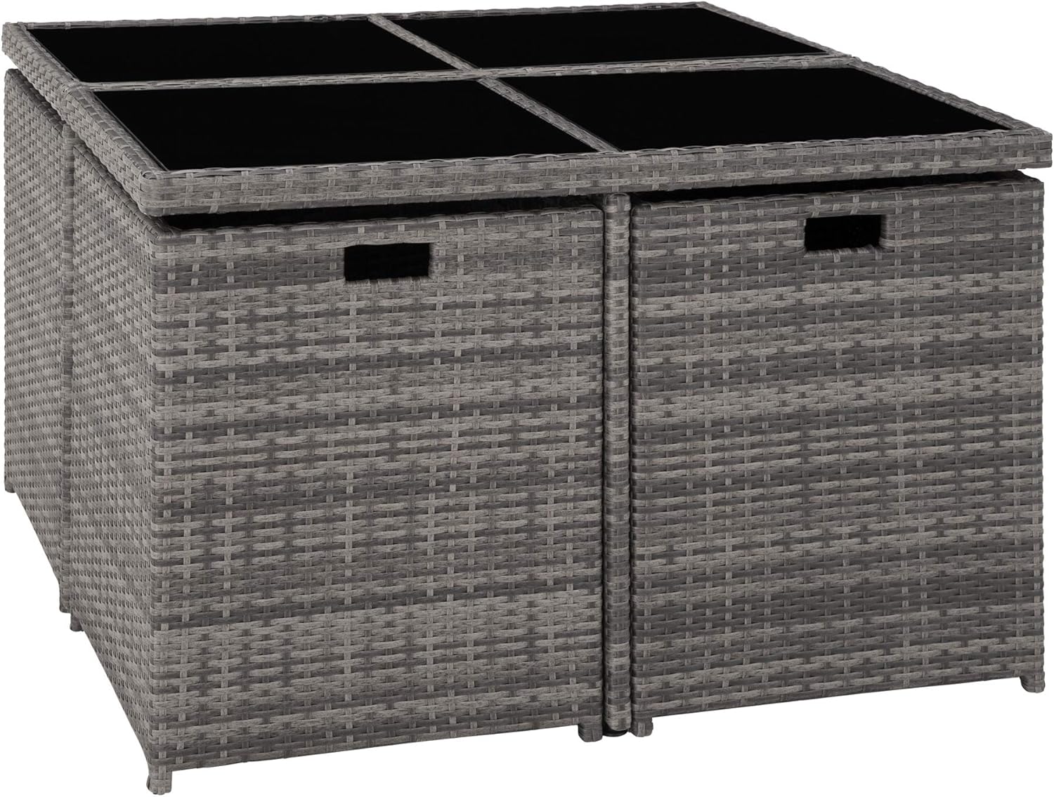 tectake - Salon de jardin 8 places aluminium rotin gris, confortable