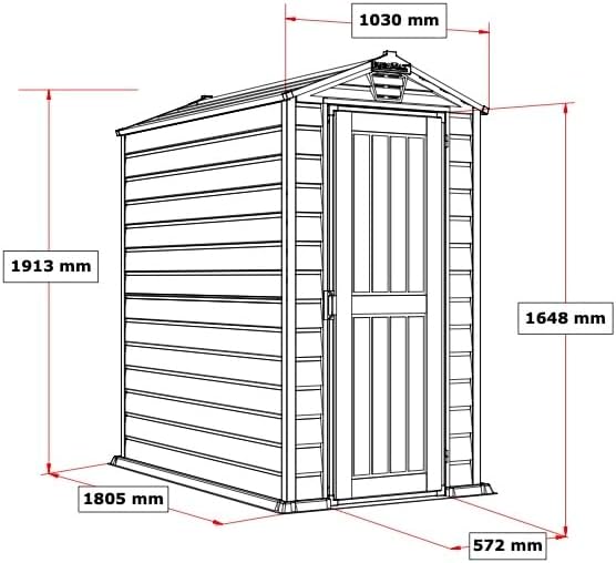Duramax EverMore 4 x 6 (1.99 m²) Abri de jardin en plastique, solution de stockage extérieur ignifuge et tout temps, avec plancher en plastique, abri en vinyle sans entretien, Adobe & Grey
