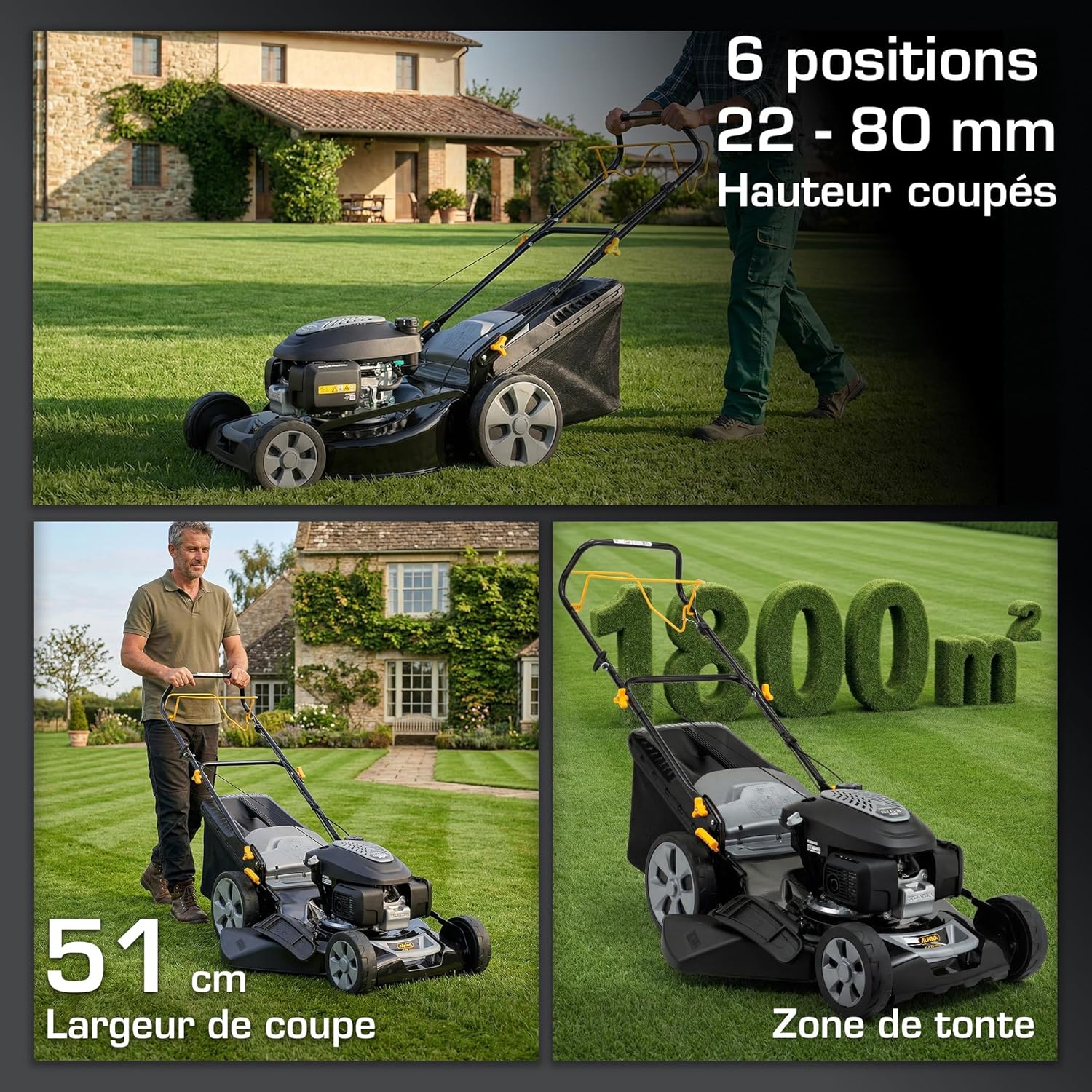 Alpina - tondeuse thermique série AL5 - 166 cm³, 51 cm, 4 en 1, bac 60L - AL551SHQ