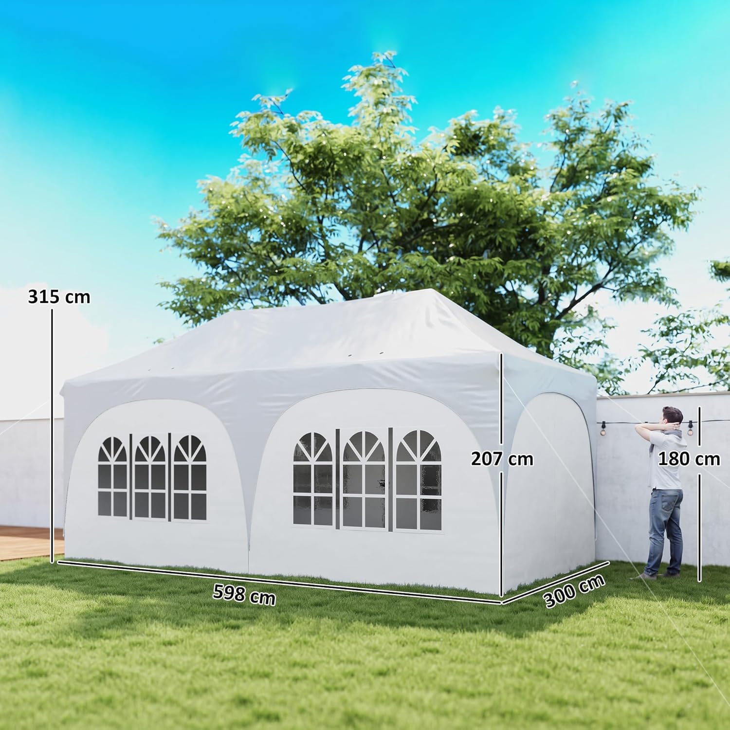 Outsunny - tonnelle pliante 3x6m, imperméable, anti-UV, 6 parois