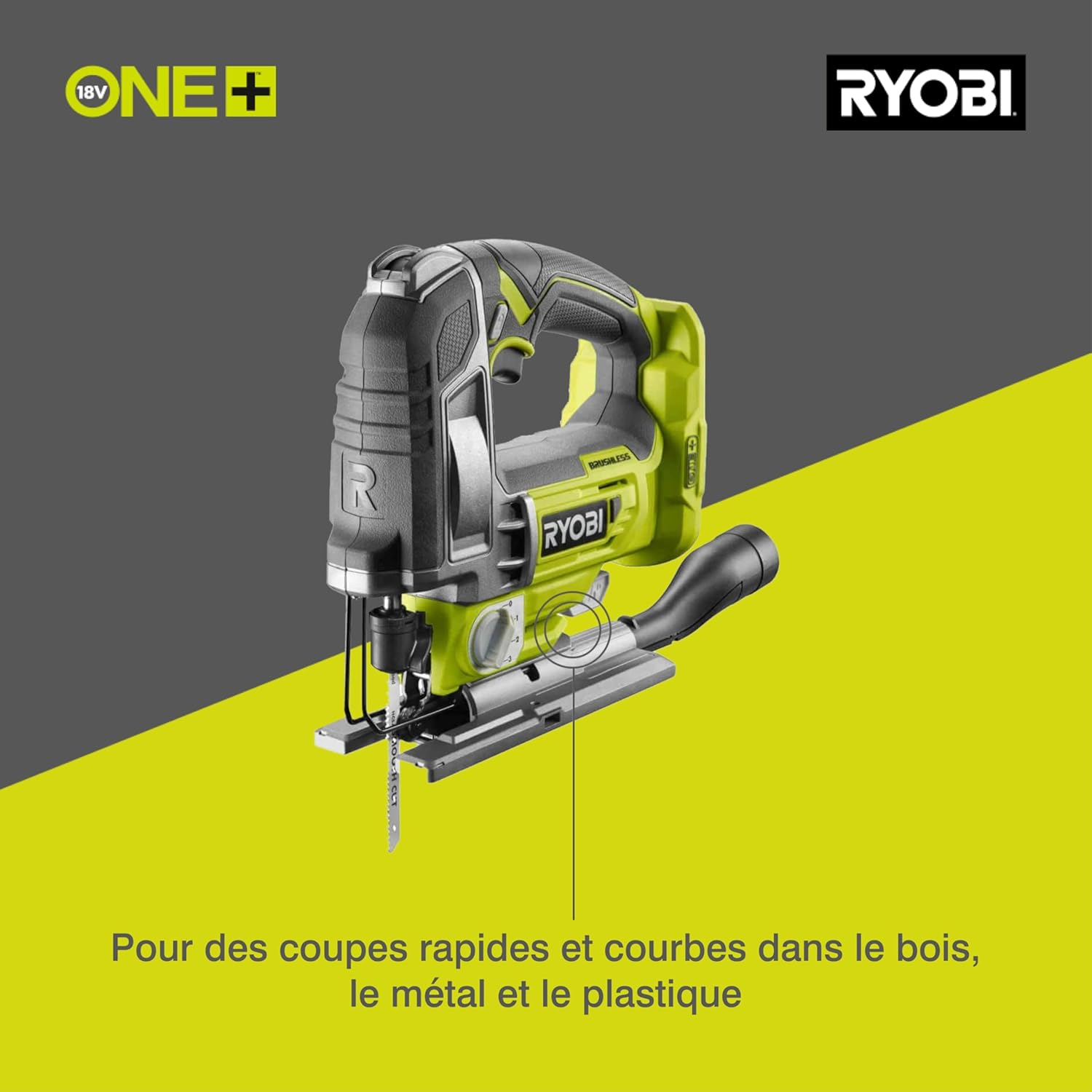 Ryobi - Scie sauteuse 18V Brushless, pendulaire, sans batterie - RJS18BL-0