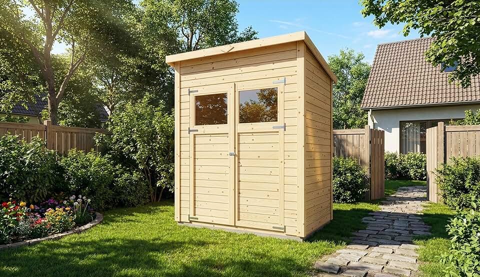Abri de jardin en bois - 2,2 m², toit monopente, jardin