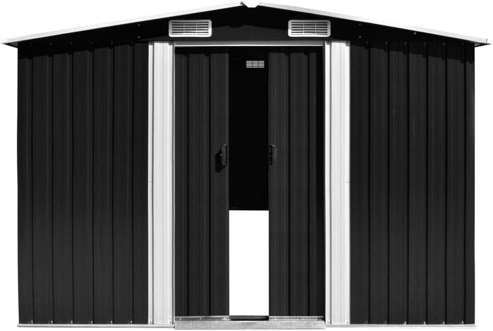 ShGaxin - abri de jardin métal anthracite - 257x298x178cm - rangement extérieur
