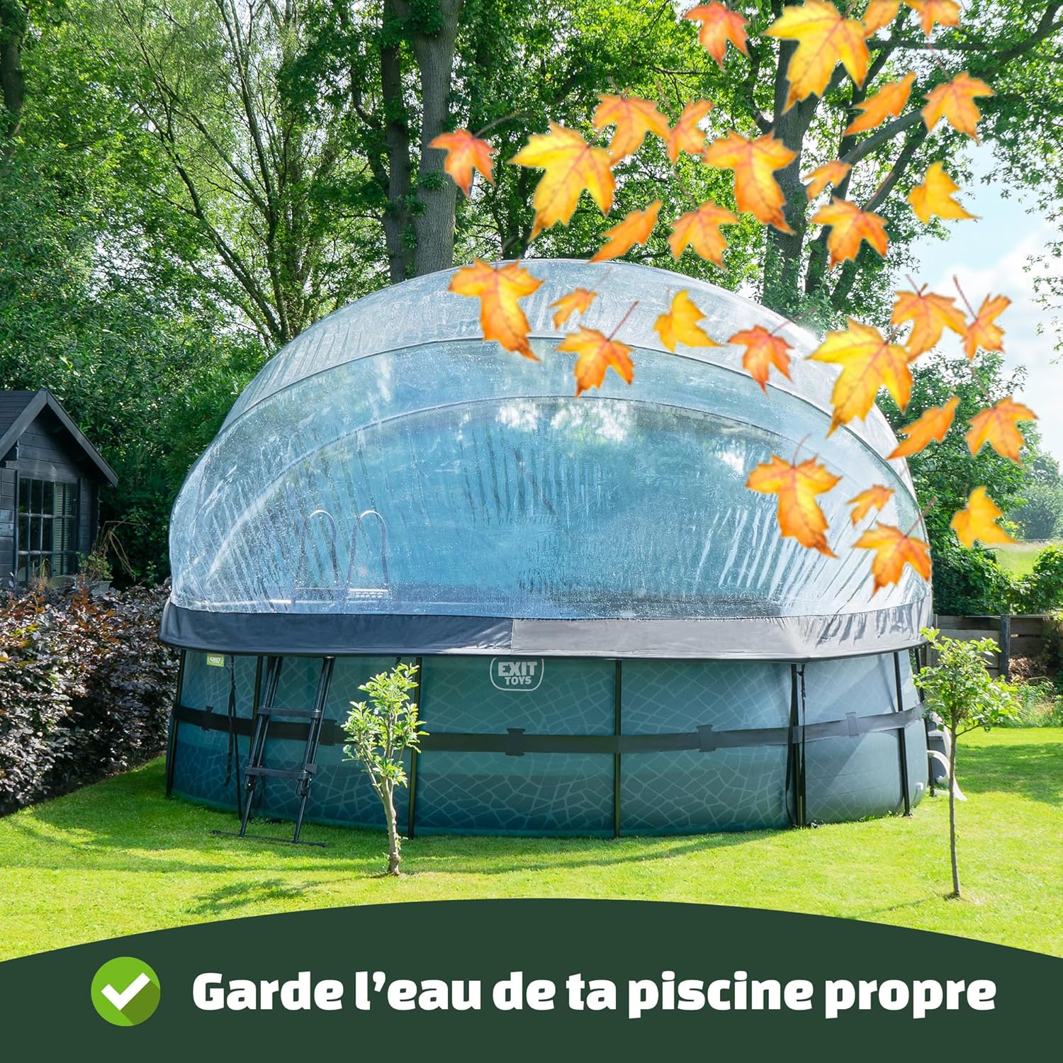 EXIT Toys Piscine Tubulaire Soft Grey avec Dôme Multifonctionnel - ø360x76cm - Piscine Hors Sol Ronde avec Pompe Filtrante à Cartouche - Entrée Basse - Pour l'Eau de la Piscine Propre et Chaude - Gris