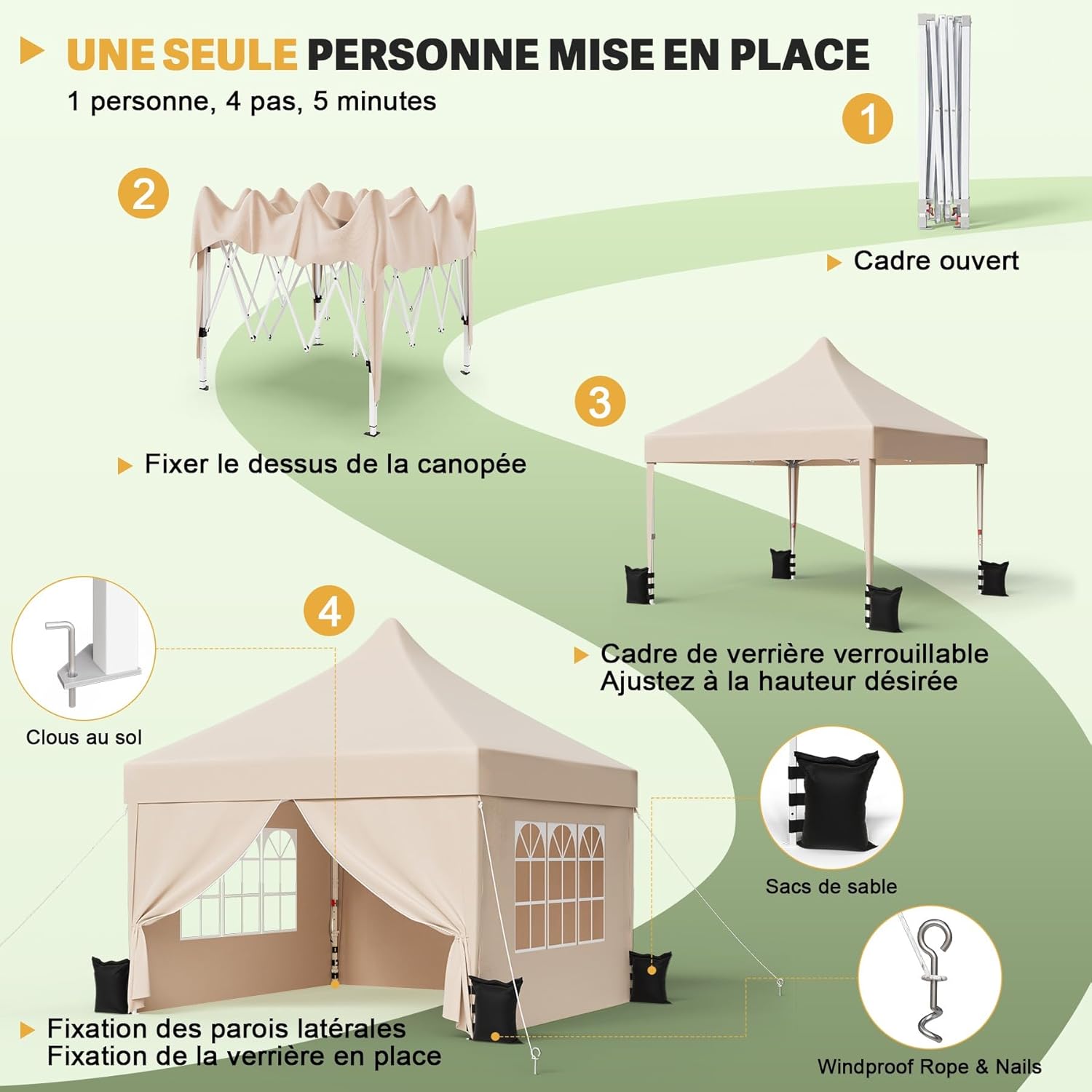Devoko - tonnelle pliante - 3x3m - imperméable, réglable, robuste