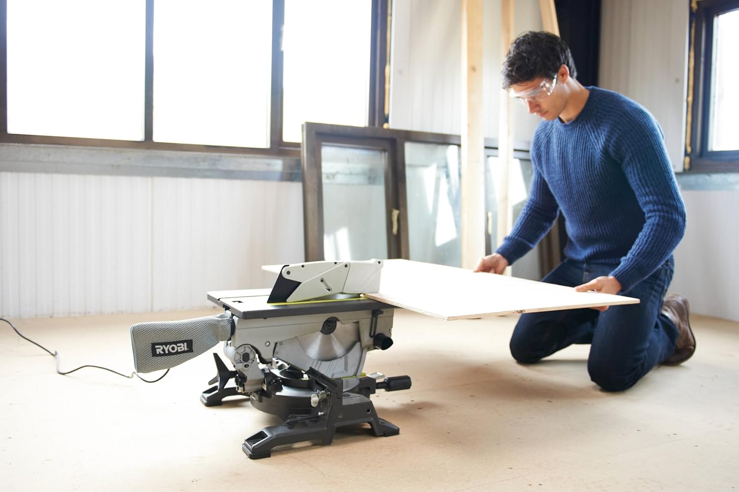 RYOBI - Scie Radiale sur Table RTMS1800-G – Moteur 1800W, Fonction 2-en-1, Lame Ø254mm 48 dents, Idéale Découpe Bois, Lambris, Plinthes et Plan de Travail