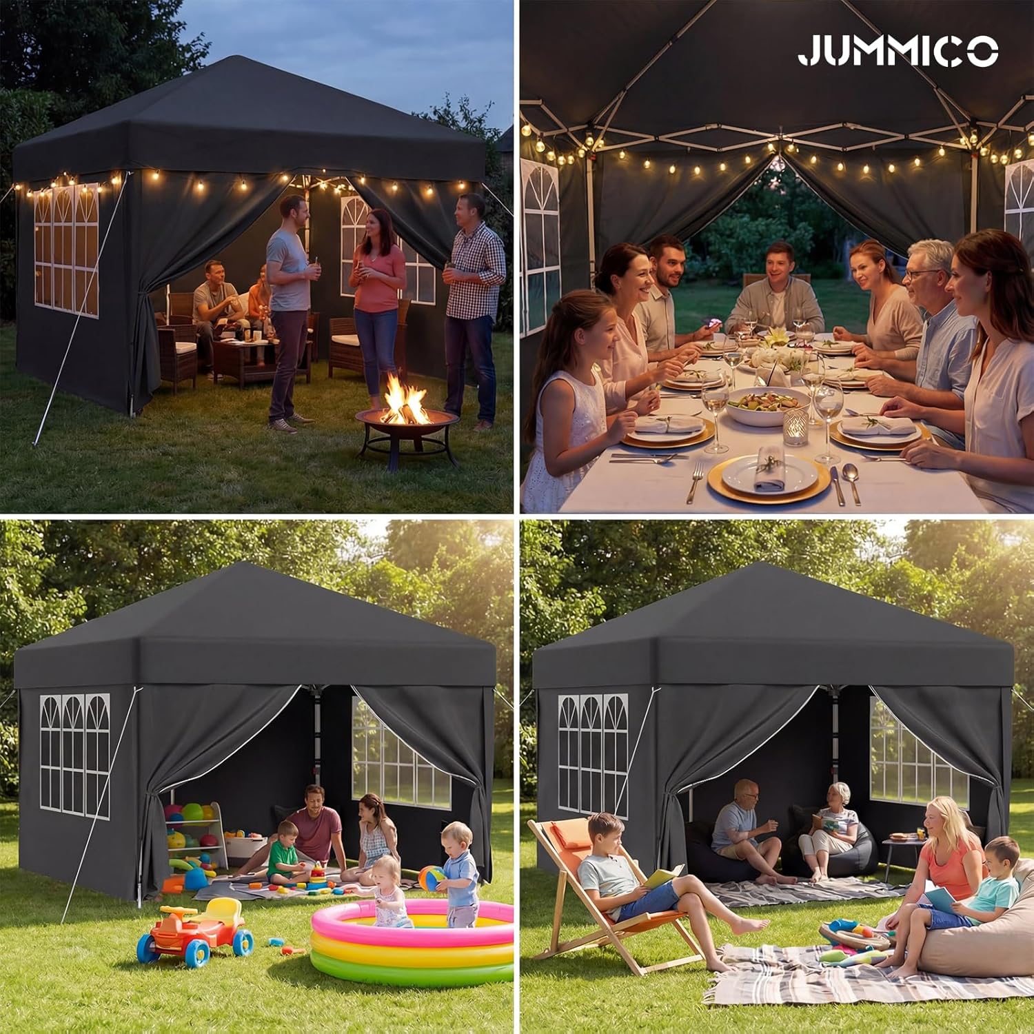 JUMMICO - Tonnelle pliante série jardin - 3x3m - montage rapide, réglable, imperméable
