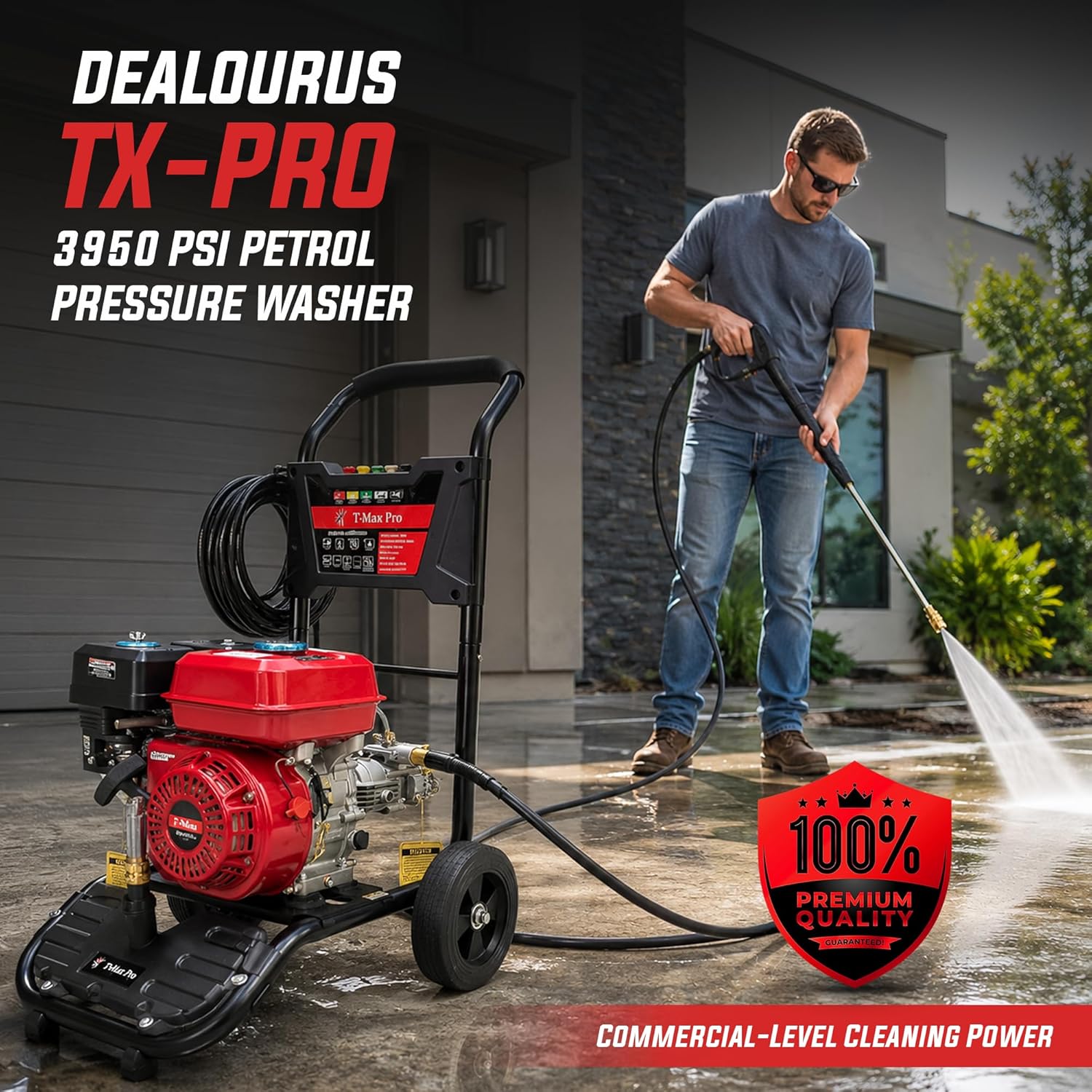 Dealourus – Nettoyeur haute pression 8,0 HP – grandes roues – démarrage facile – usage intensif
