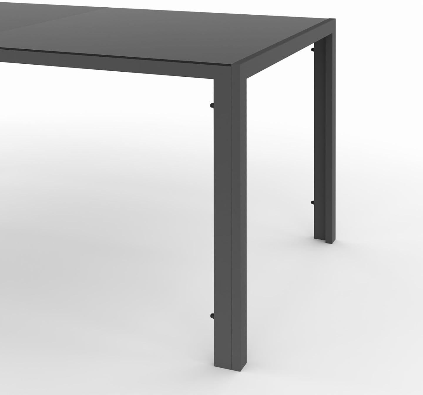 IDMarket - Madrid salon de jardin 190 cm, 8 chaises empilables, gris anthracite