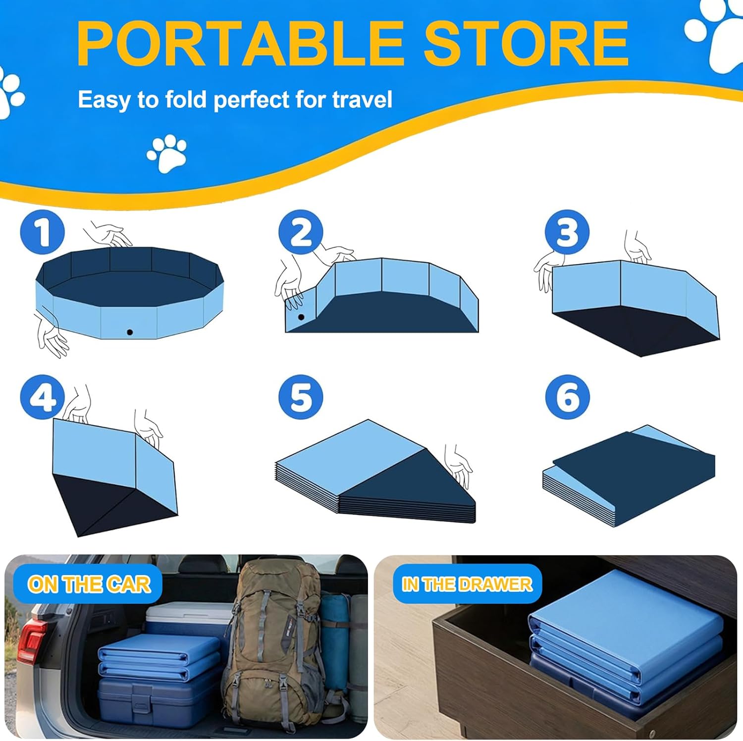 Piscine pliable pour chien - 100x30cm - antidérapante, drainage rapide, robuste