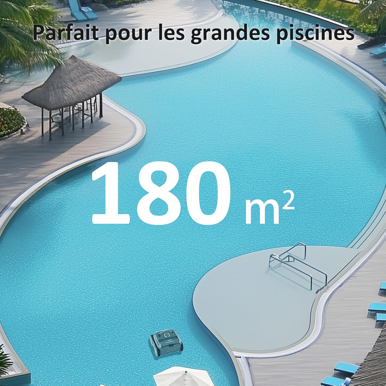 WYBOT - Robot piscine C2 Vision AI - 180m² - sol/mur, caméra, sans fil
