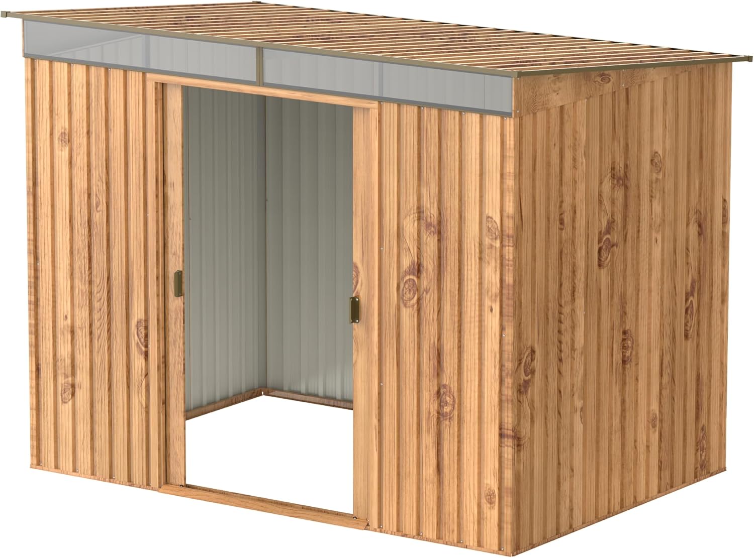 Duramax TOP Pent Roof Skylight 8 x 6 (4.37 m²) Abri de jardin en métal, fabriqué en acier galvanisé, structure de toit renforcée, lucarne intégrée pour la lumière du soleil, Grain de bois
