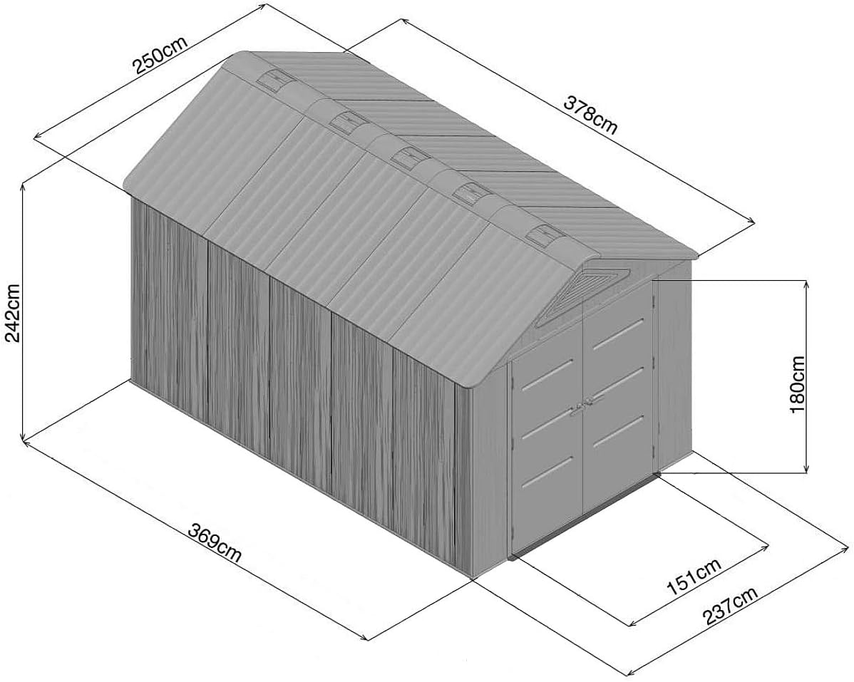 Vente-unique - Abri de Jardin Beige/Marron 9,5m² résine, plancher, ép. 22mm ANTEVA