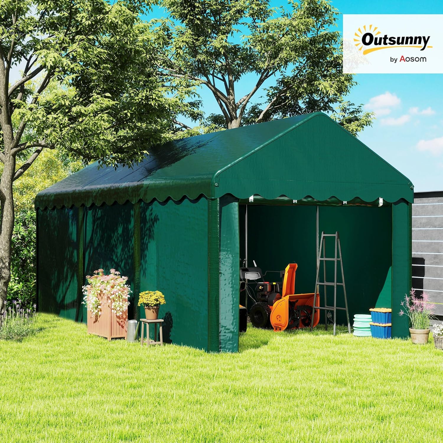 Outsunny - Carport Tente série PE - 3x6m - abri voiture UV étanche