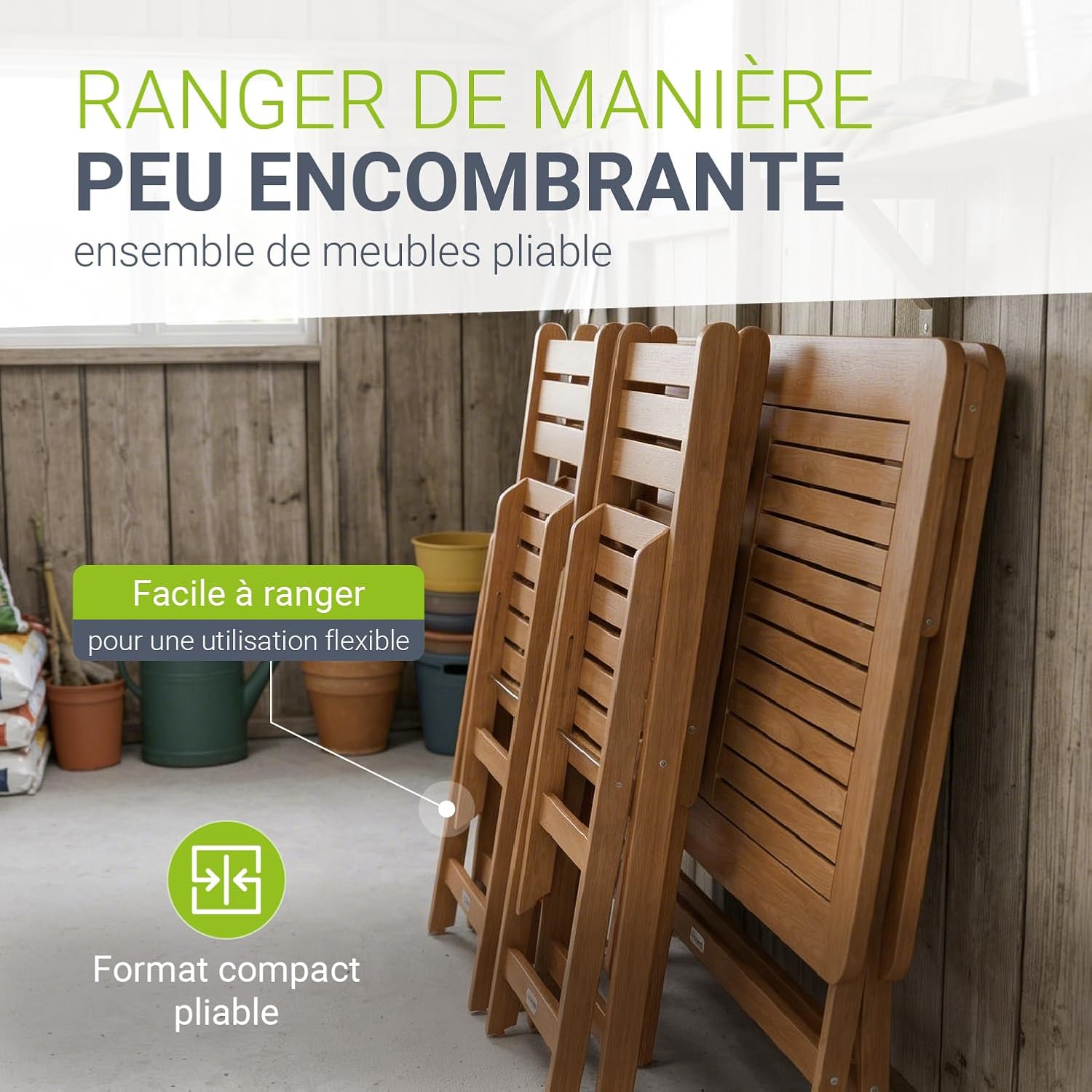 Juskys - Rimini - set 4 chaises et table acacia, stable, durable