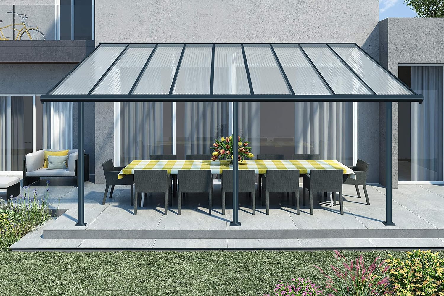 Canopia by Palram - Olympia - 16.4m² - aluminium & polycarbonate, terrasse, gris