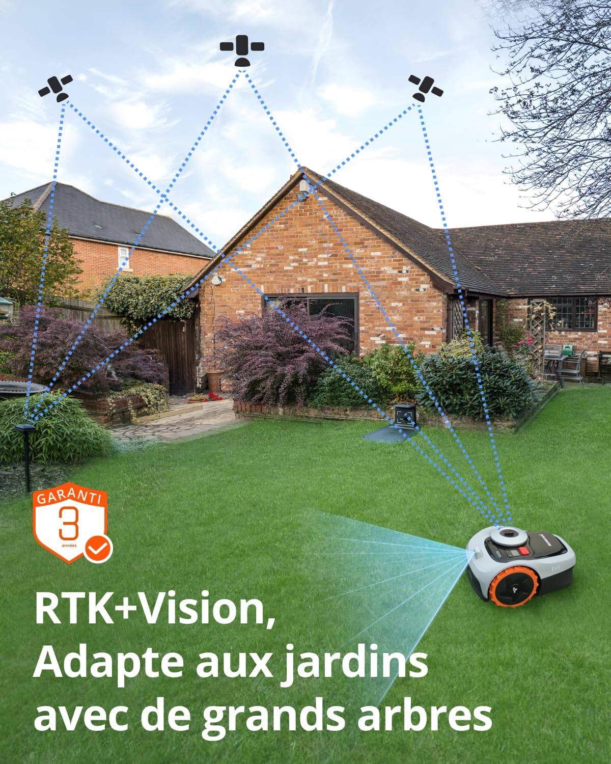 Segway - Navimow i105E - 500/600m² - tondeuse robot, RTK+Vision, multizone, IA, limite virtuelle, i105E