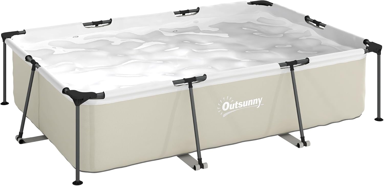 Outsunny - Piscine tubulaire rectangulaire - 316x238x66,5 cm - pompe de filtration, PVC triple couche, structure antirou