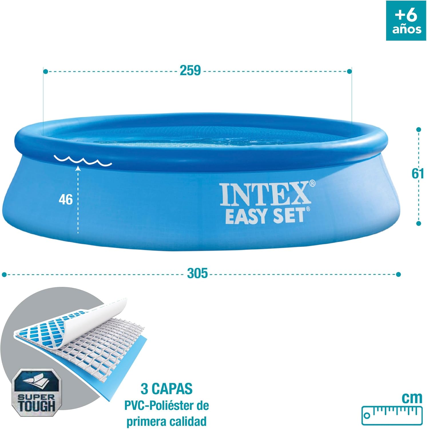 Intex - Easy Set autoportante - Ø3,05 x H0,61m - installation facile