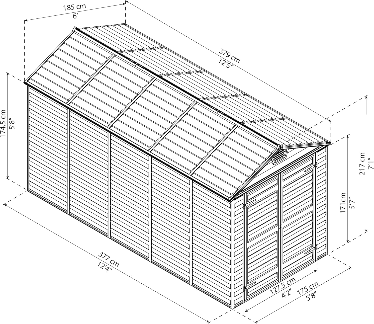 Abri de Jardin en Kit Skylight 7m², Cadre en Aluminium, Panneaux en Polycarbonate, Ambre