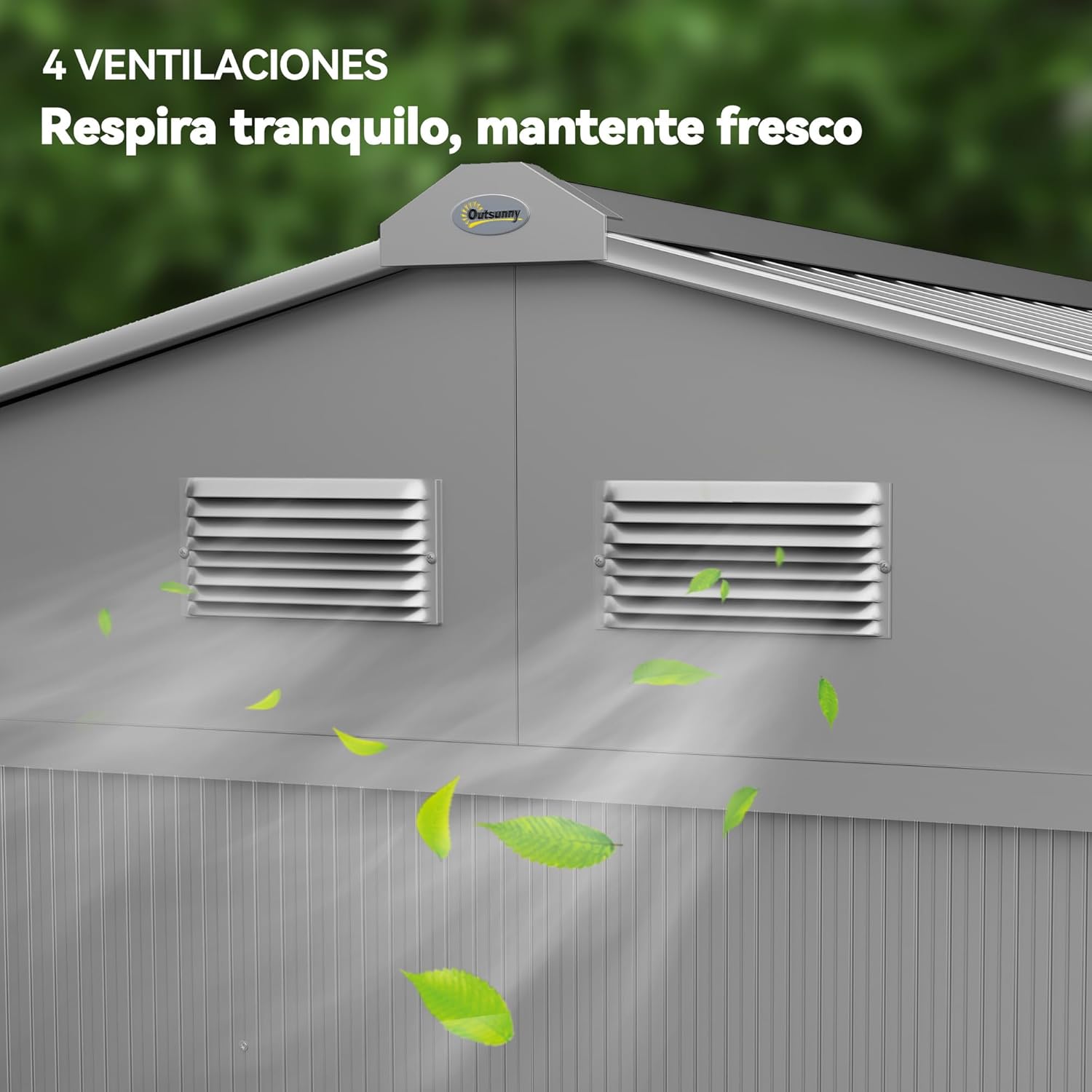 Outsunny - abri de jardin 4,9 m², 277x195x192 cm, porte coulissante, ventilation, kit fondation