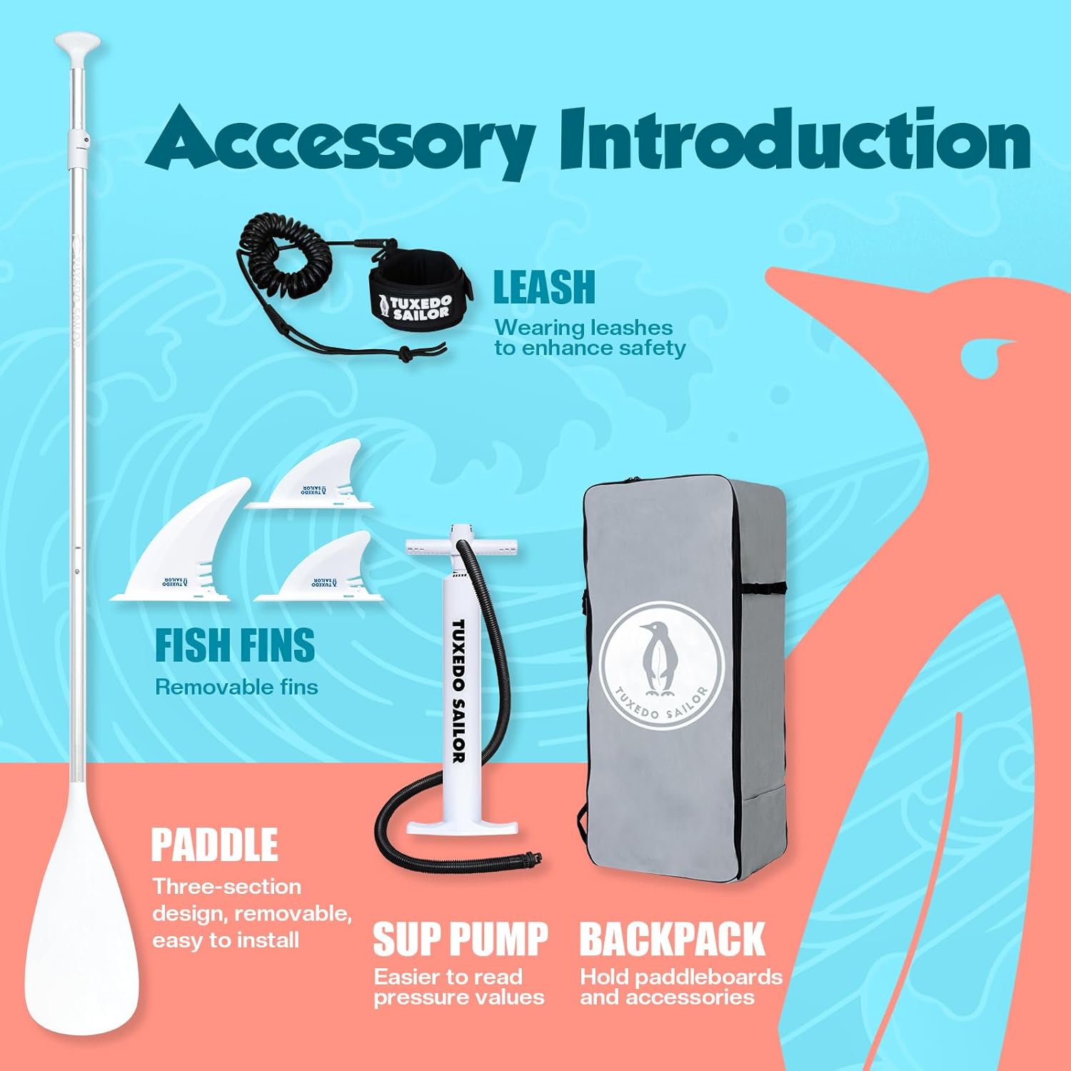 Tuxedo Sailor - Paddle Gonflable Adulte - SUP 320 cm - avec accessoires complets