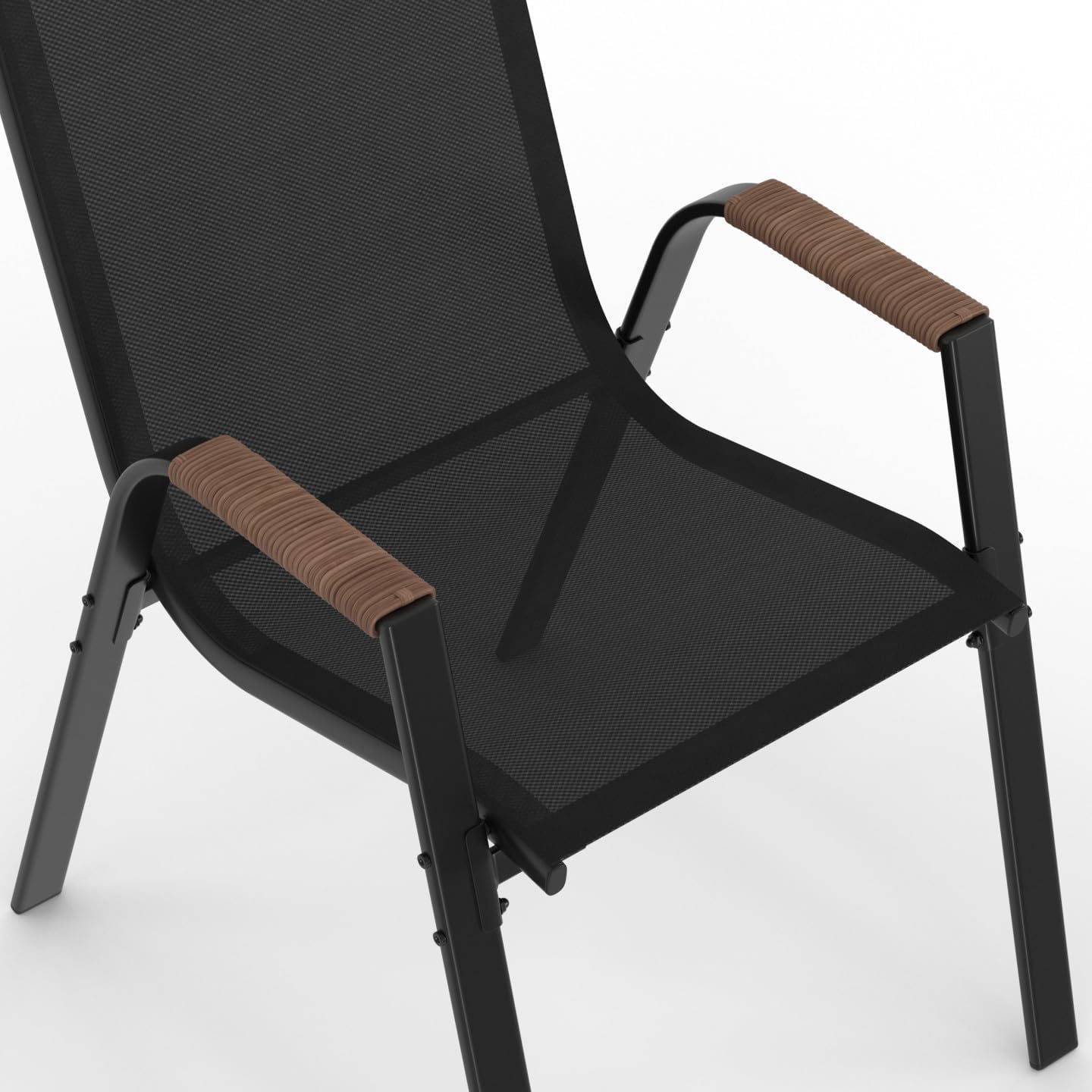 IDMarket - Noumea - Table ø150 cm et 8 chaises empilables, verre et bois
