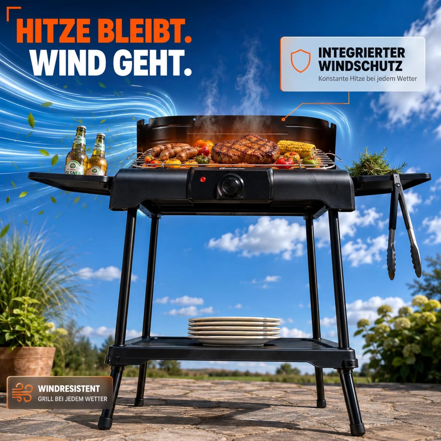 Sommertal - BBQ231 - barbecue électrique 2 en 1, thermostat, stockage, chauffage - BBQ231