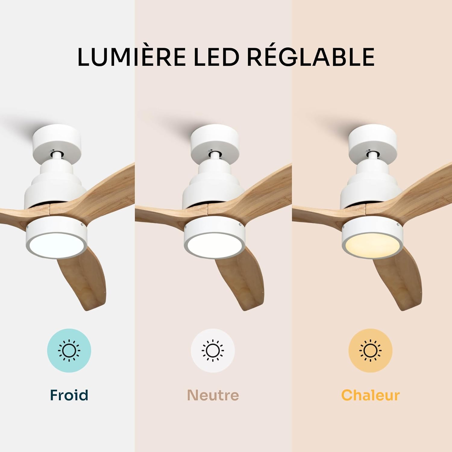 Mellerware - Brizy! Bright - 132cm - 45W, télécommande, LED, 6 vitesses