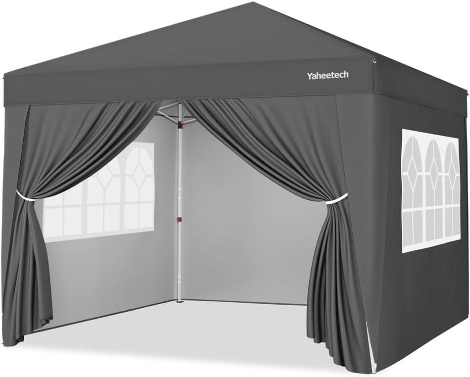 Yaheetech - Tonnelle pliante 3x3m - 4 parois latérales, gris foncé