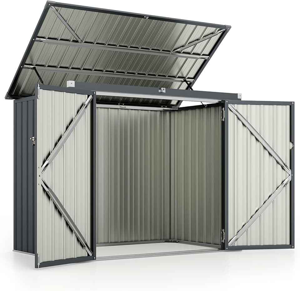 COSTWAY - Abri de Jardin métal - 1,5 m² - 2 portes, toit ouvrant, verrouillable, étanche