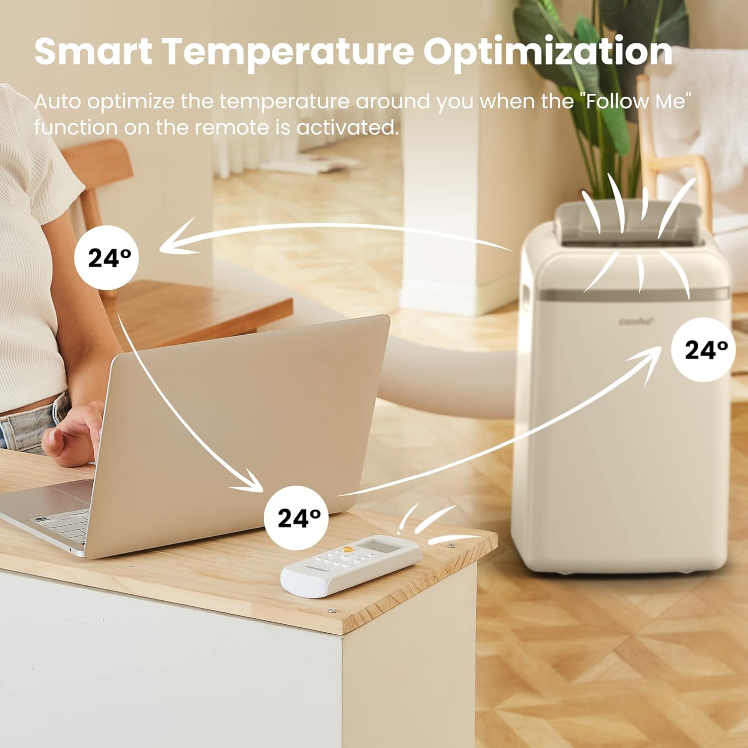 COMFEE' - Climatiseur mobile, 10 000 BTU, 3 modes, économie d'énergie, pour 33㎡, kit d’évacuation, 2,9kW