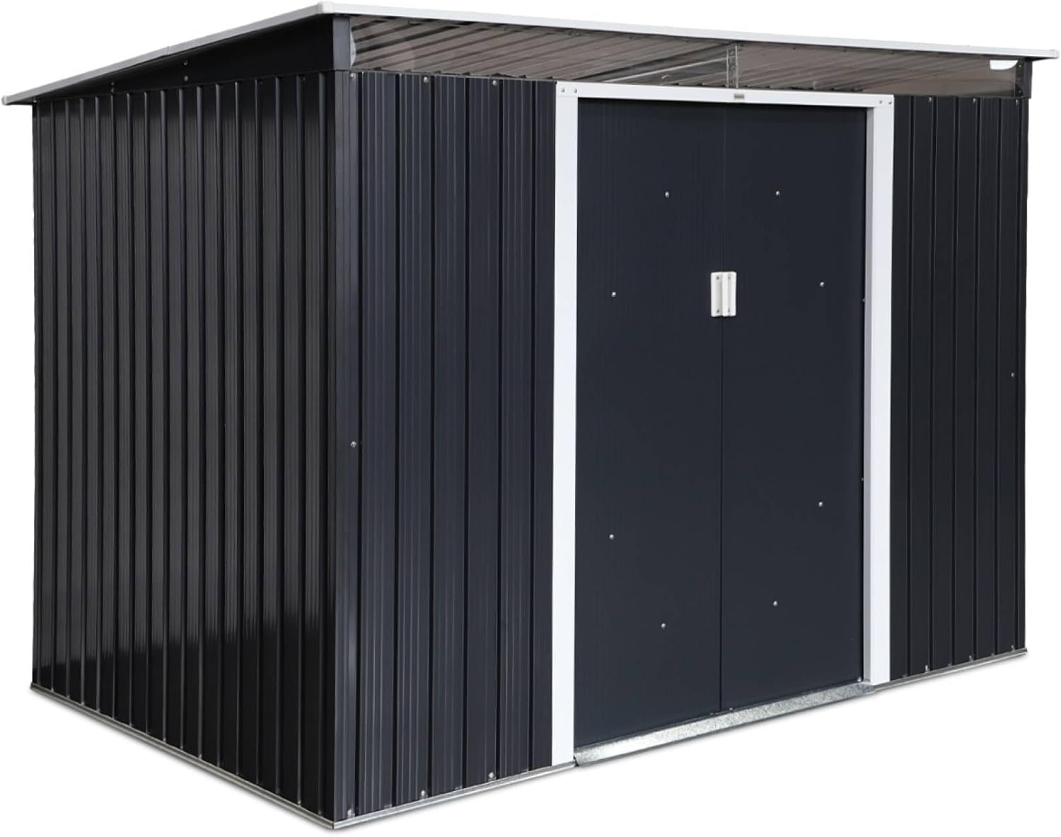sweeek - Abri de Jardin en métal Couleur Anthracite 4.85m² avec puits de lumière - AUDOMAROIS-