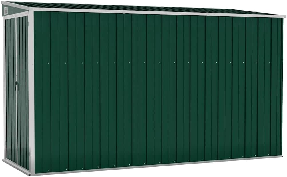 vidaXL - abri de jardin mural - 118x288x178 cm - acier galvanisé, rangement outils, extérieur vert