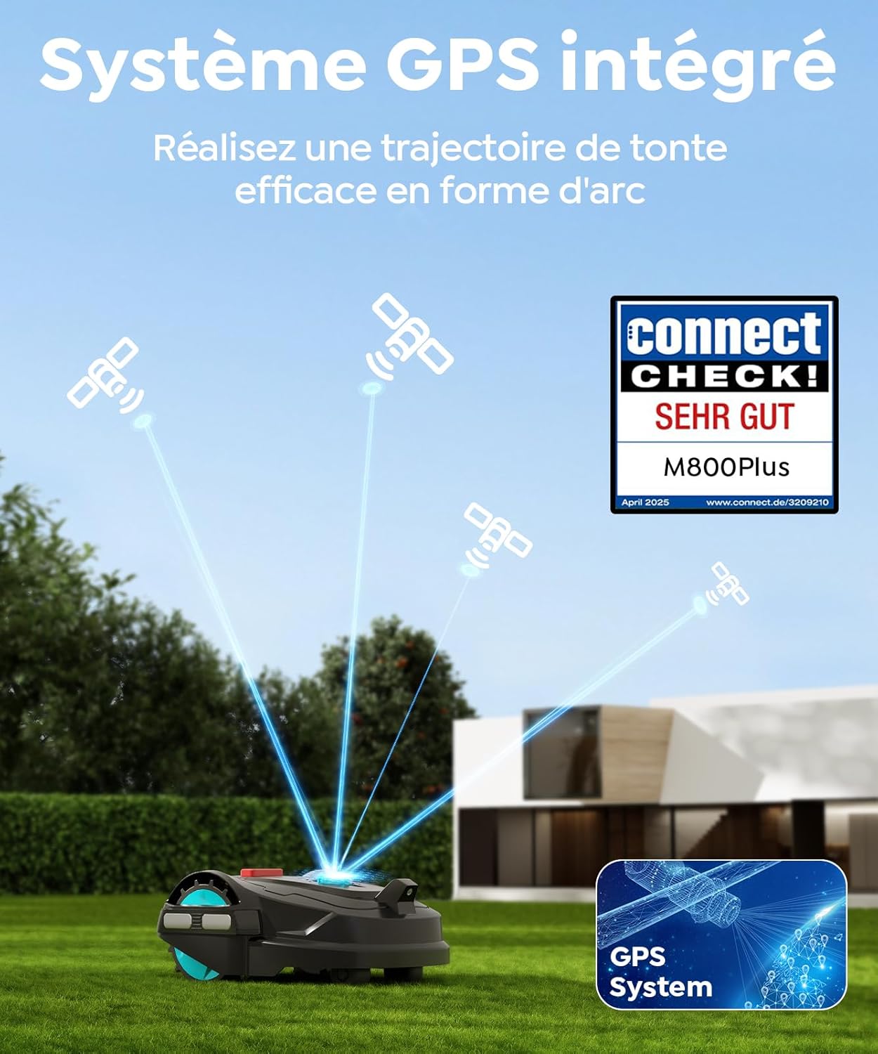 YARDCARE - M800Plus - 800 m² - Robot tondeuse GPS IA, coupe U, détection obstacles