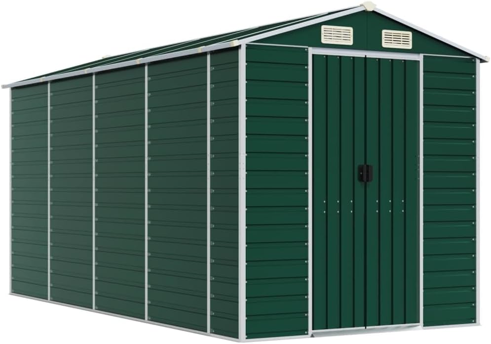 vidaXL Abri de Jardin Vert 191x385x198 cm Acier galvanisé