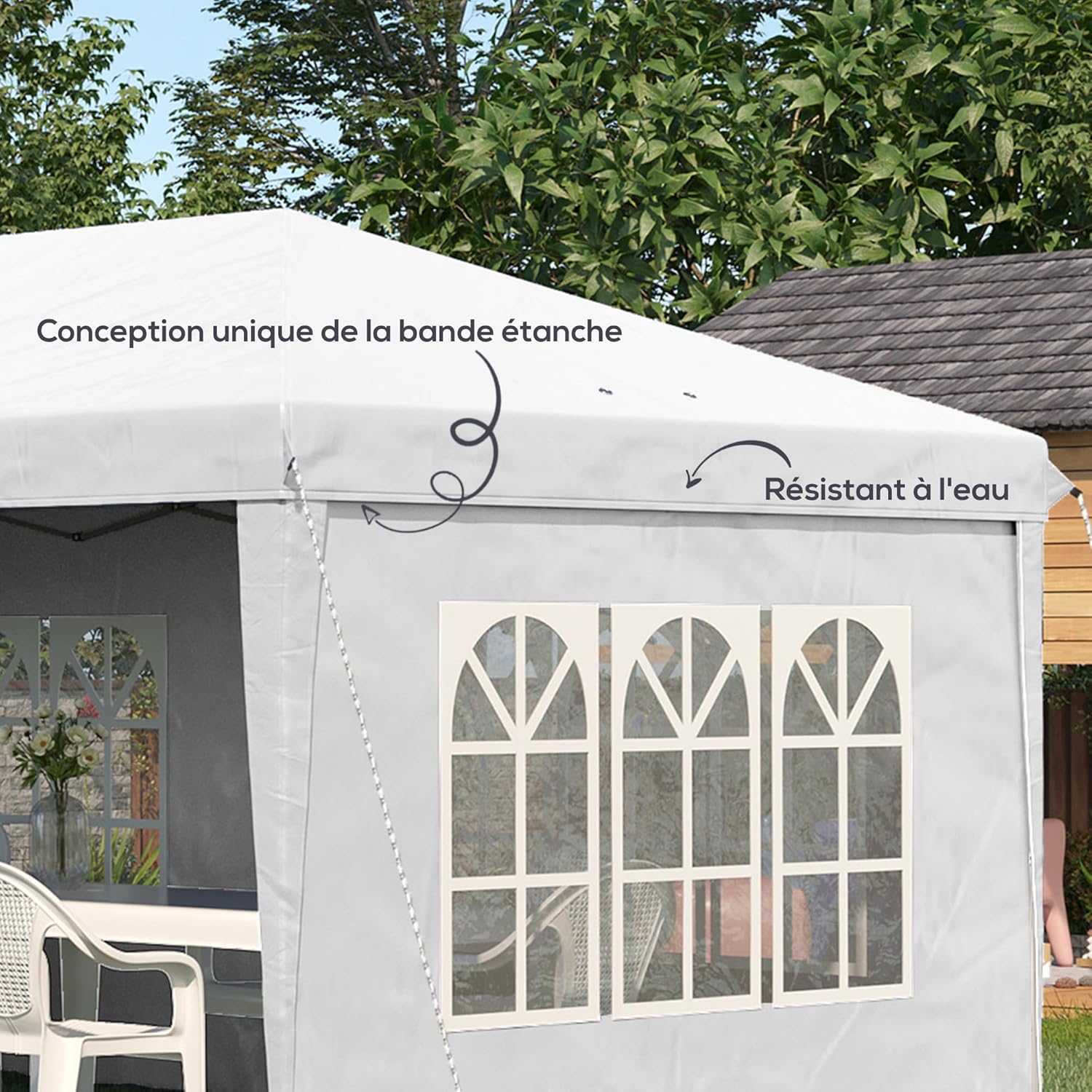 Outsunny - pavillon pliante 3x6m - 3 côtés détachables, sac inclus