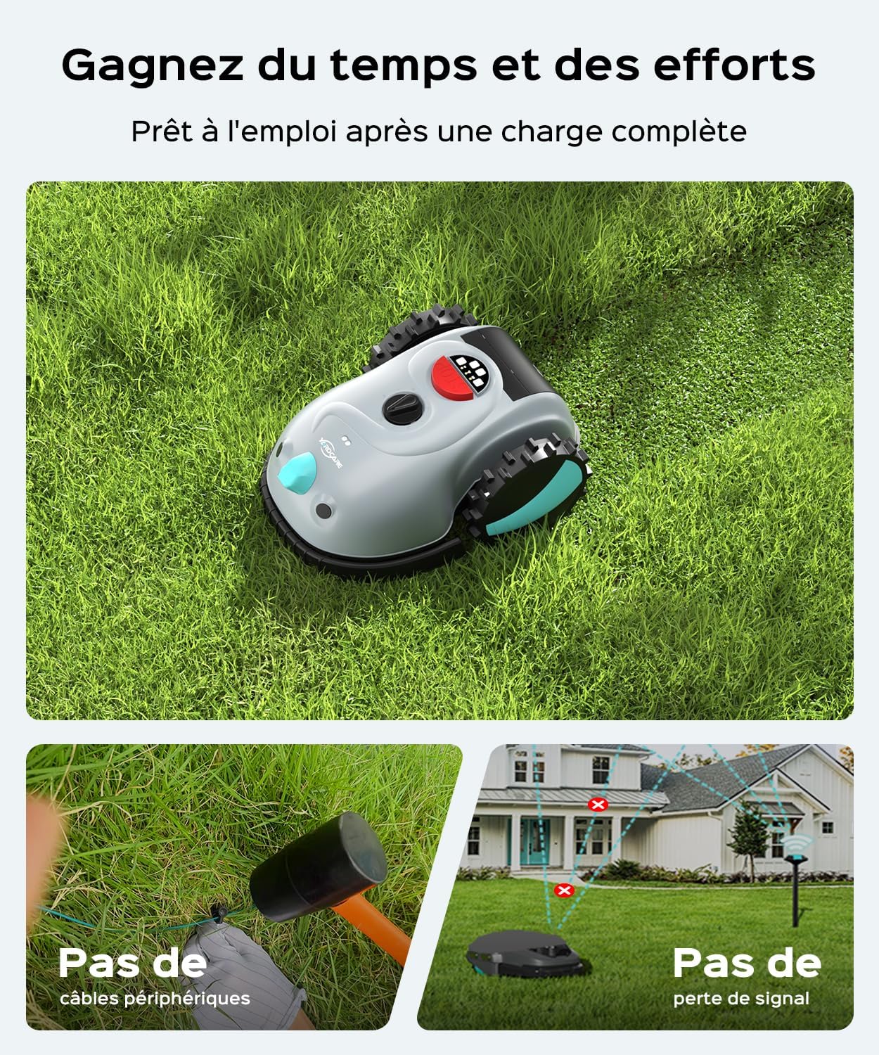 YARDCARE - robot tondeuse, navigation visuelle, coupe précise, V100