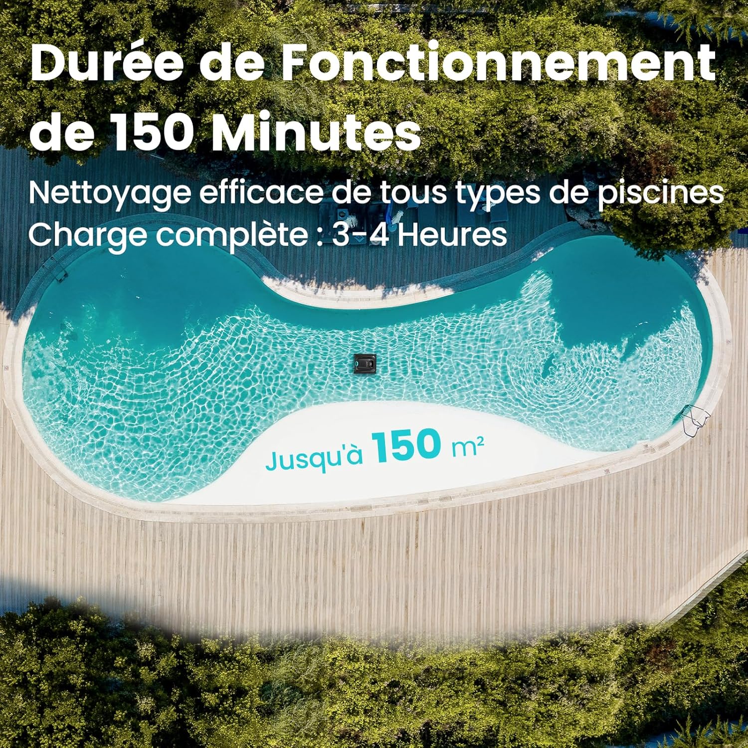 AIPER Scuba S1 Robot de Piscine sans Fil pour Mur et Sol, Nettoyage des Murs et des Lignes d'eau, Navigation Intelligente, durée de Vie de la Batterie de 150 Minutes, pour piscines jusqu'à 150 m²