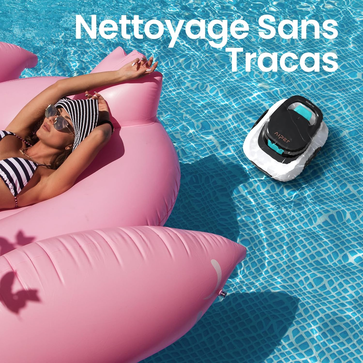 AIPER Scuba SE Robot Piscine, Aspirateur Piscine sans Fil, 90 Minutes de Nettoyage, Fonction de Stationnement Automatique, Nettoyeur de Piscine Compact et Léger, Idéal pour Les Piscines Hors Sol 80㎡
