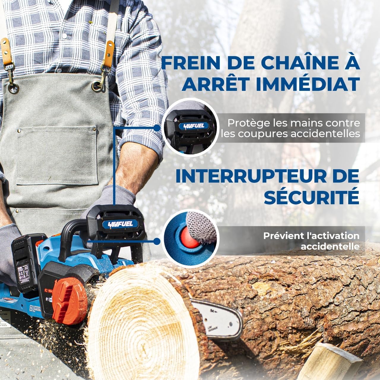 Dong Cheng - Tronçonneuse sans fil 40V - 38 cm - Moteur brushless, 2 batteries 4 Ah
