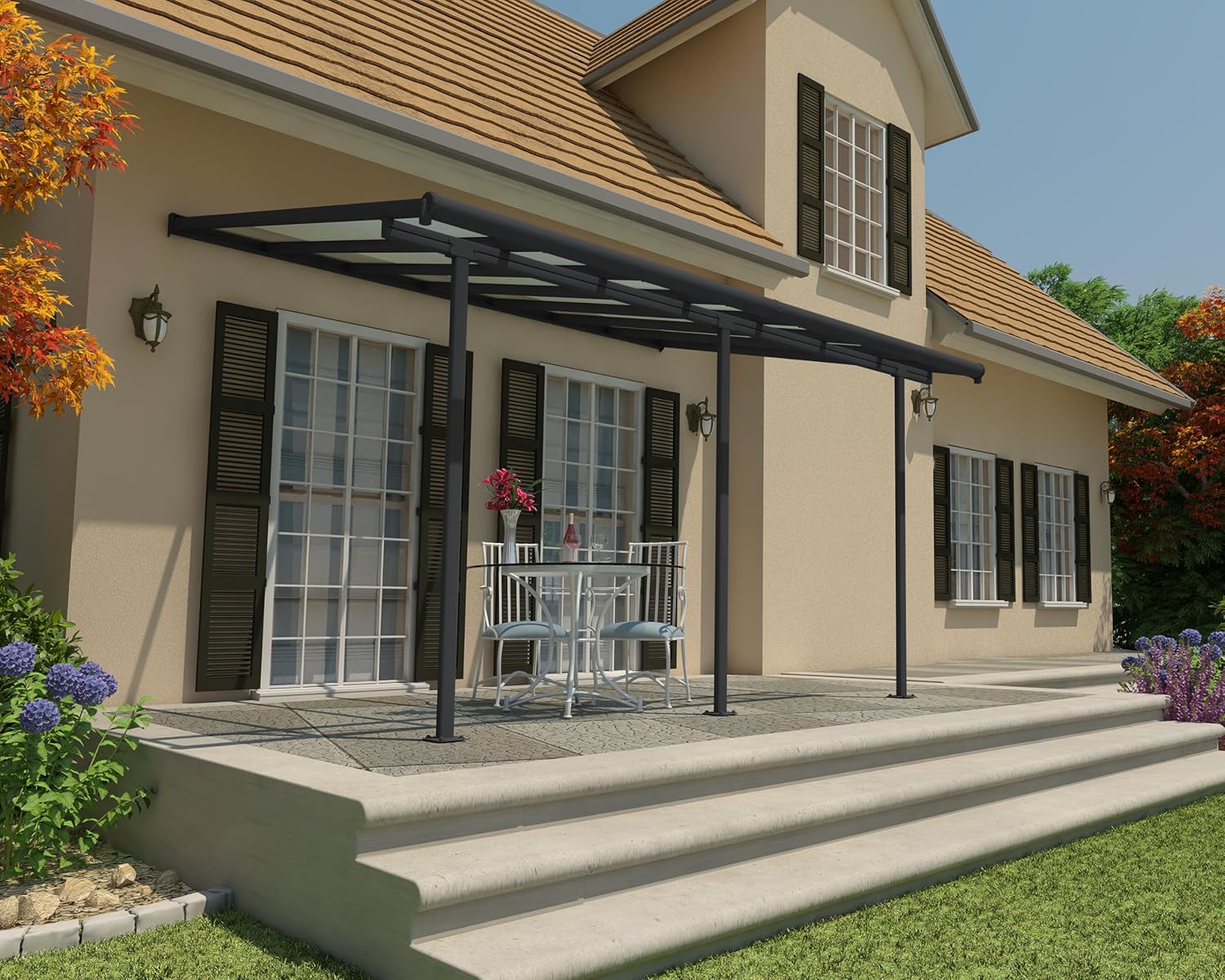 Canopia - Sierra - 3x4.25m pergola alu/polycarbonate, gris, moderne