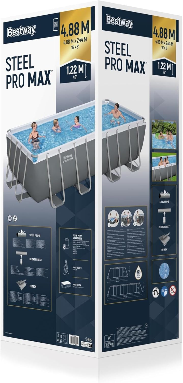 Bestway - Steel Pro Max - 488x244x122cm - filtre, bâche, échelle
