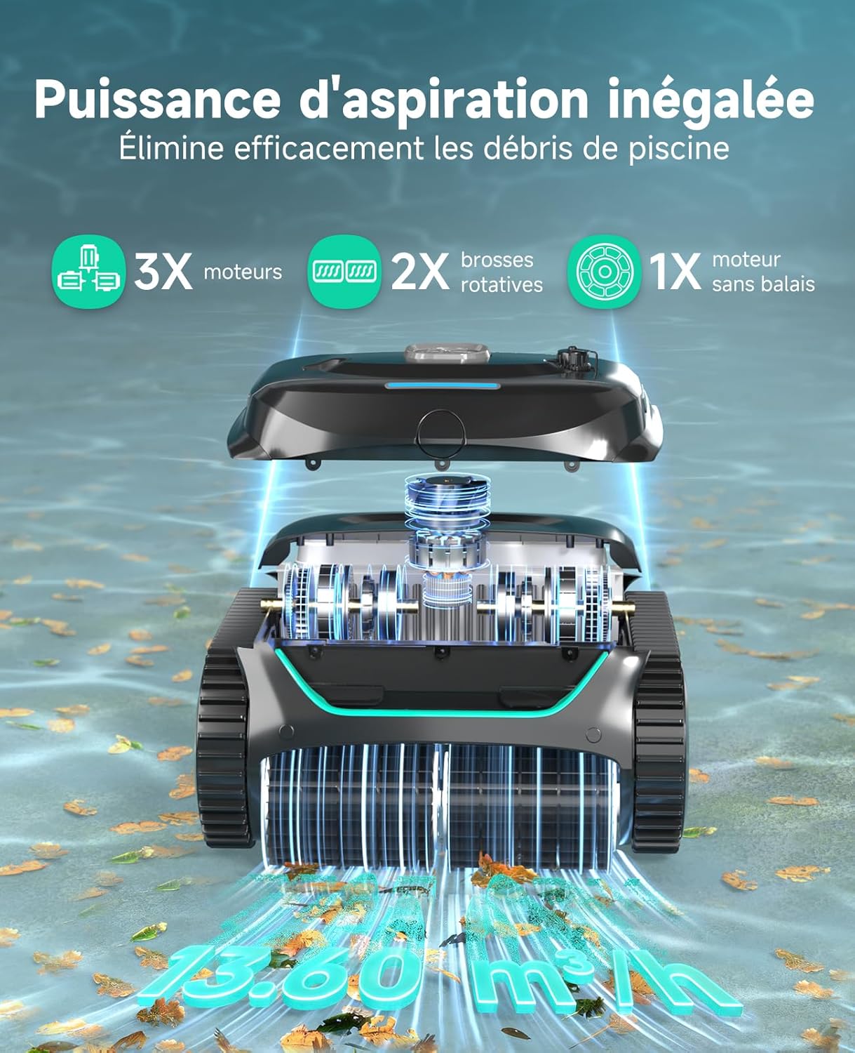 WYBOT - C2 série - 150㎡ - robot piscine sans fil aspiration forte C2