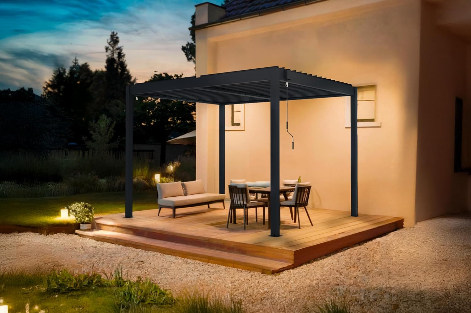 CAZEBOO - Piana série - 3x2,5 m - aluminium gris, lames orientables - PIANA